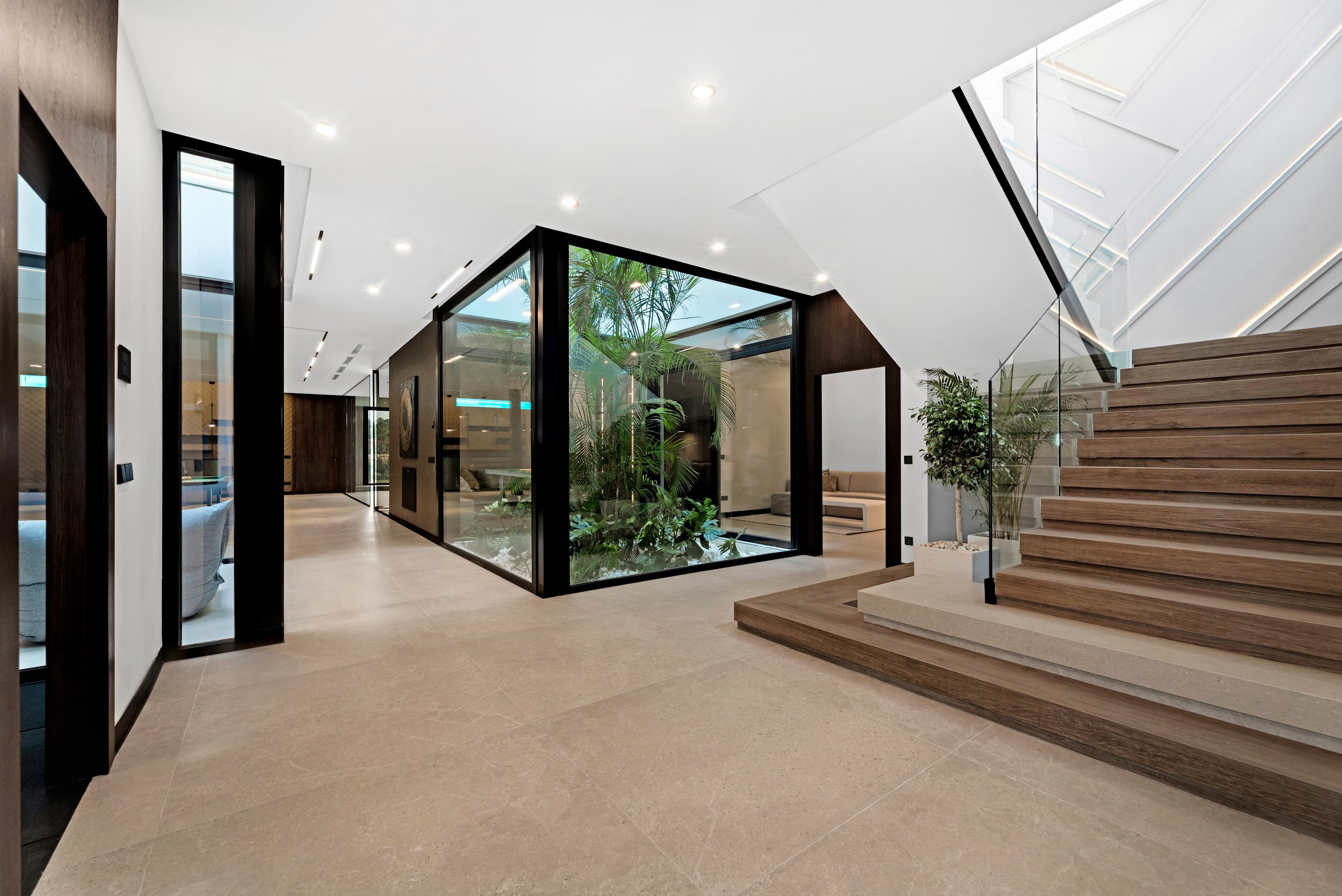 Hall and tropical courtyard