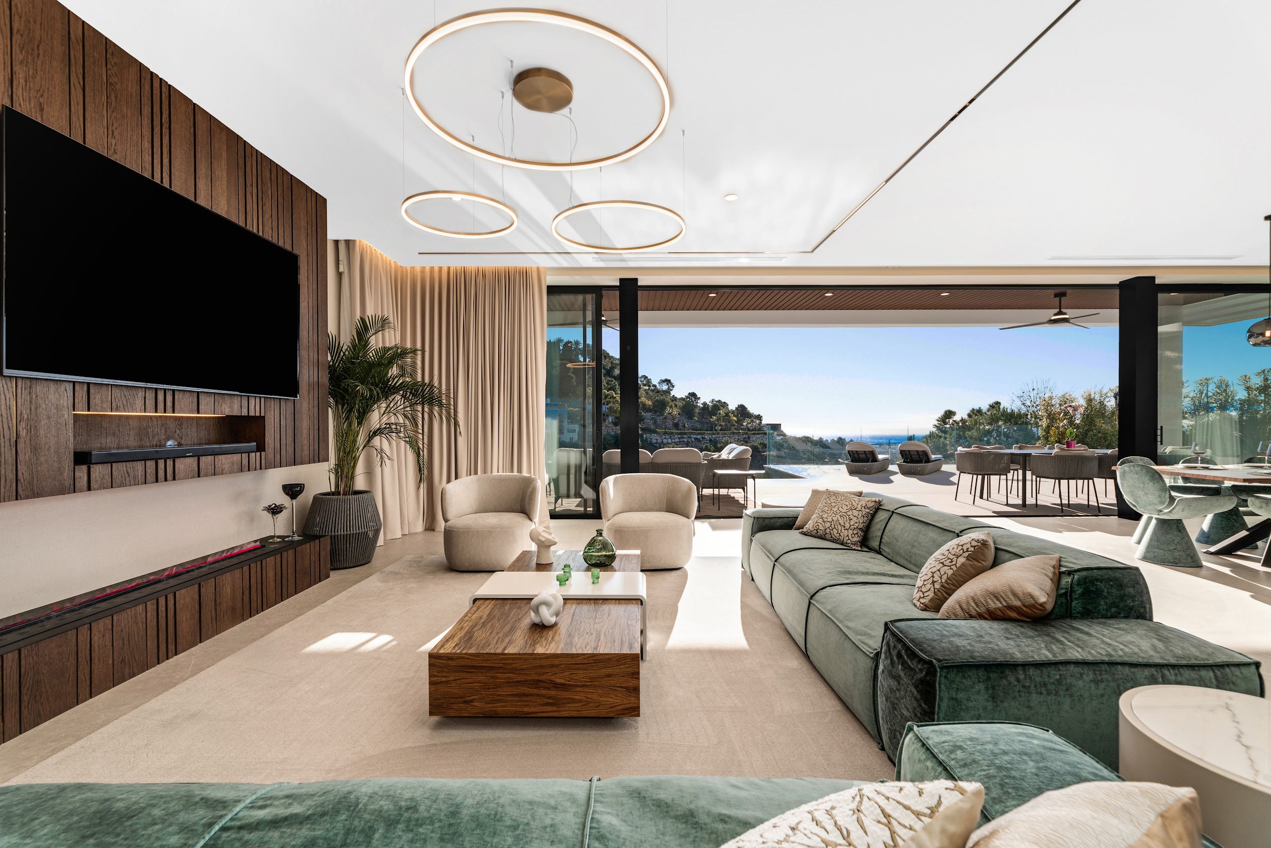Main living room with sea views