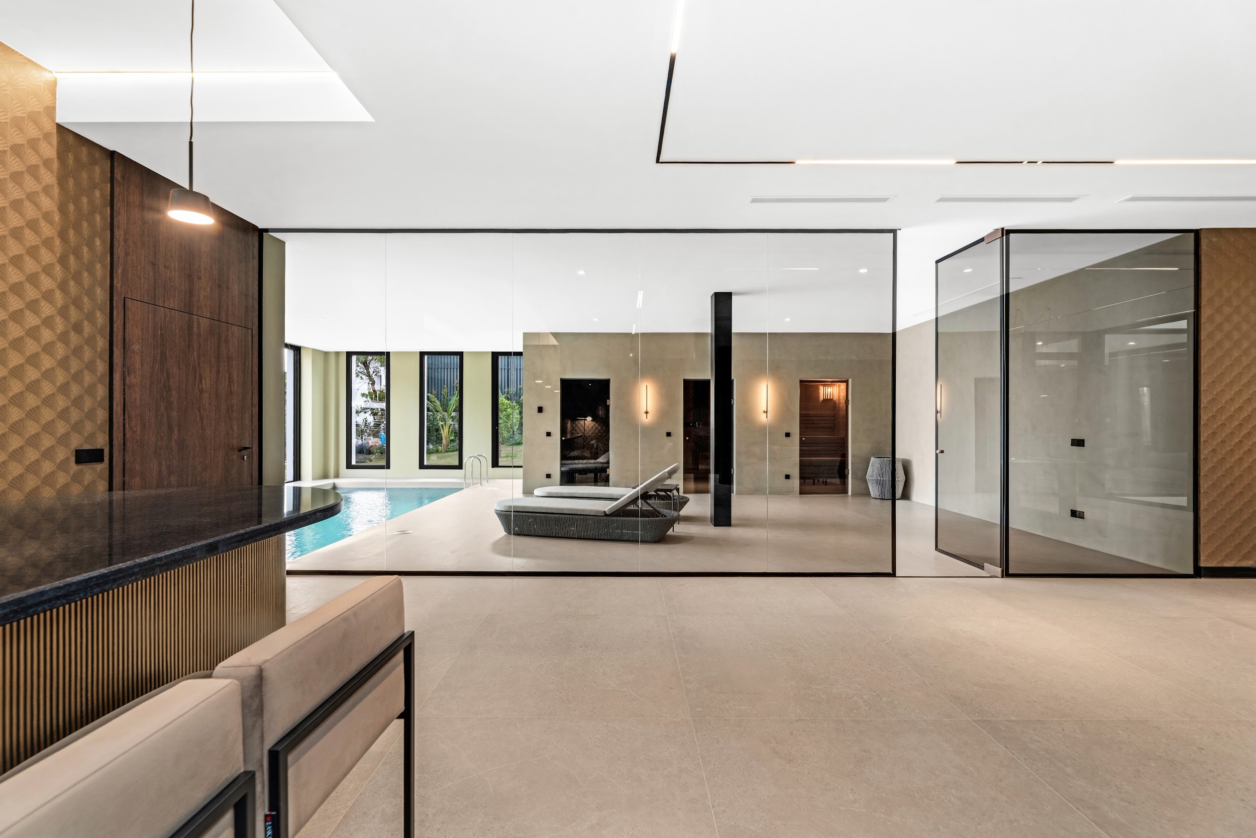 Spa with indoor pool and sauna