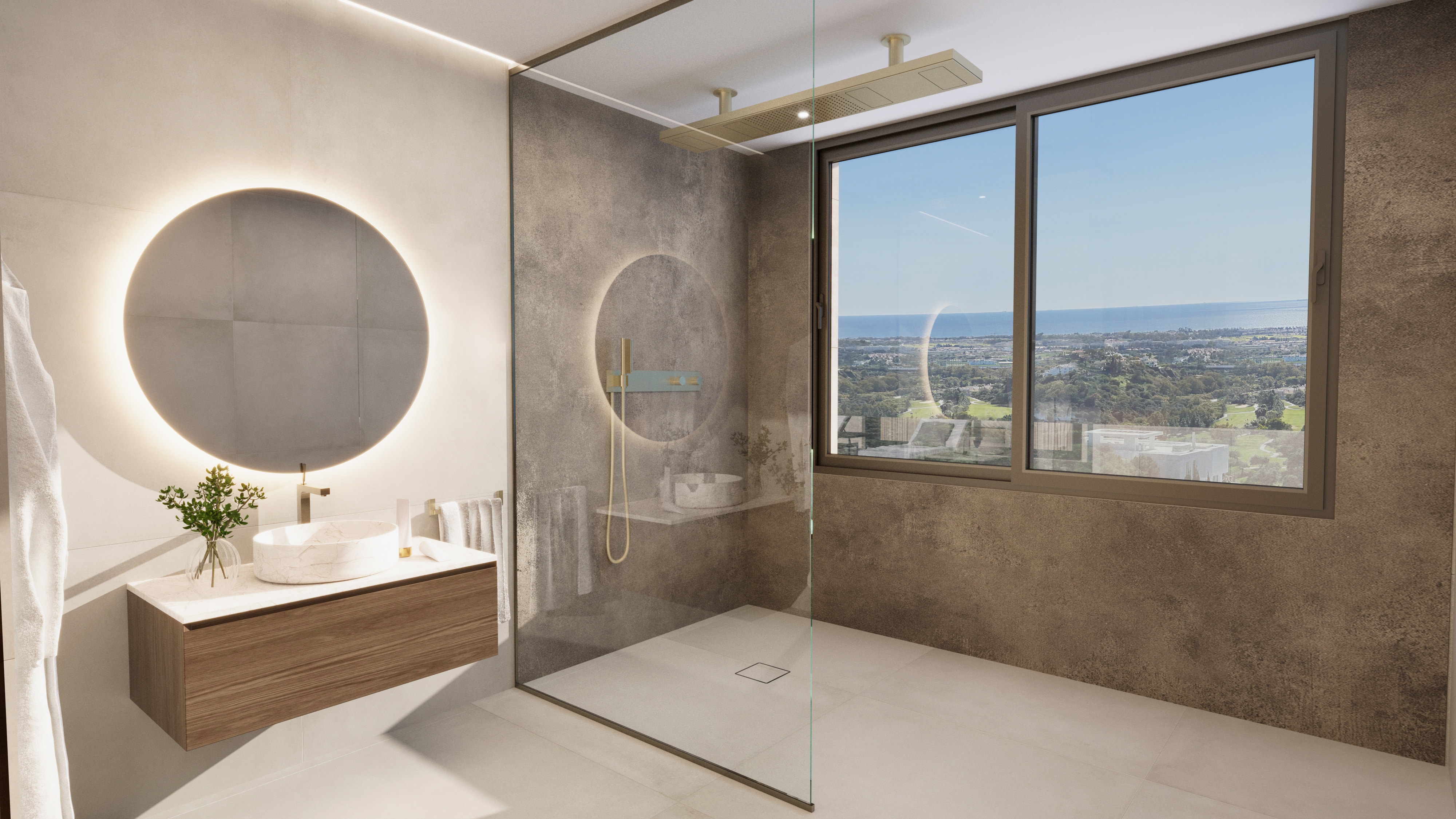 Villa Hope El Madroñal — bathroom with shower and views