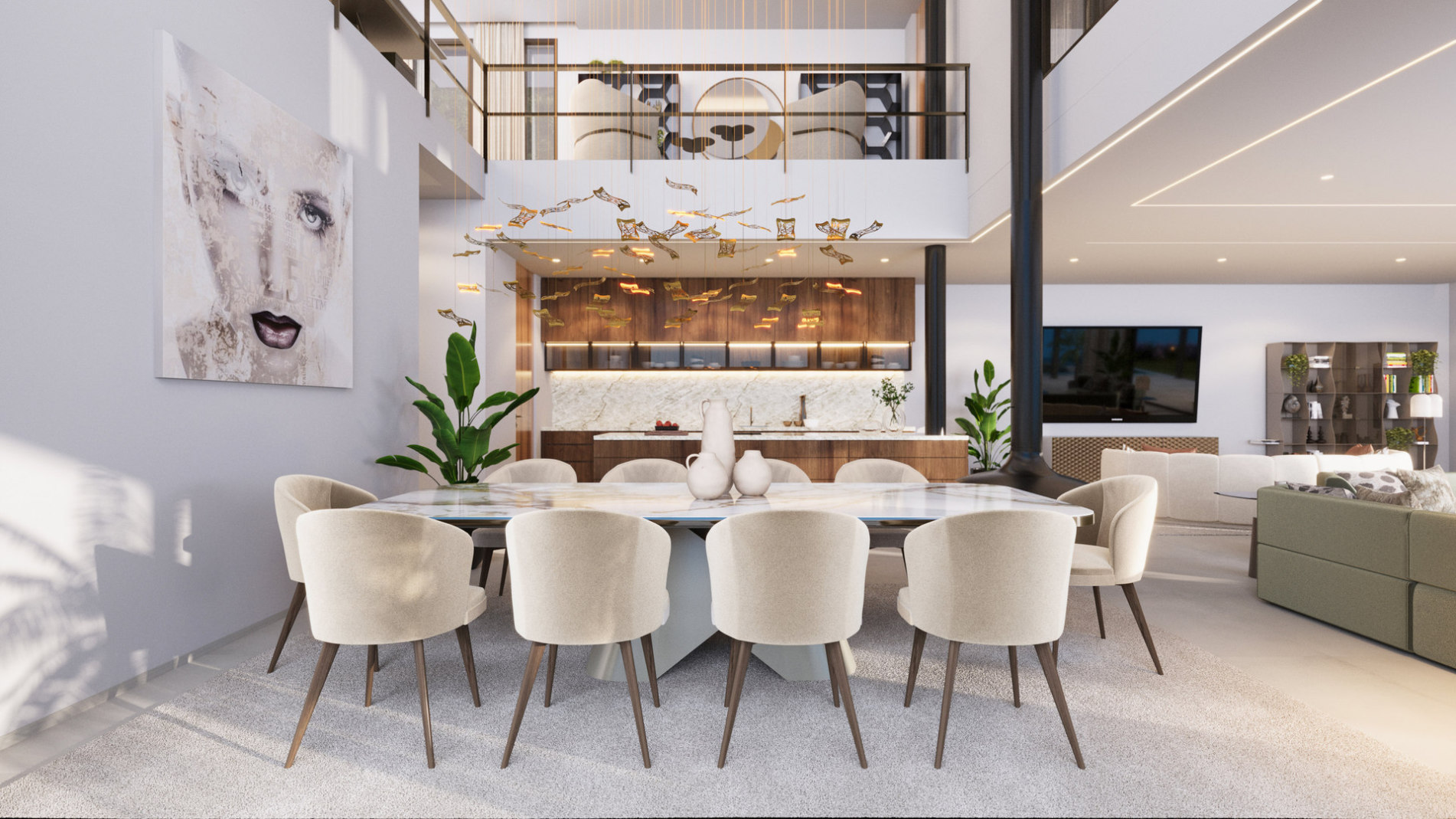 Villa Hope El Madroñal — dining room and kitchen