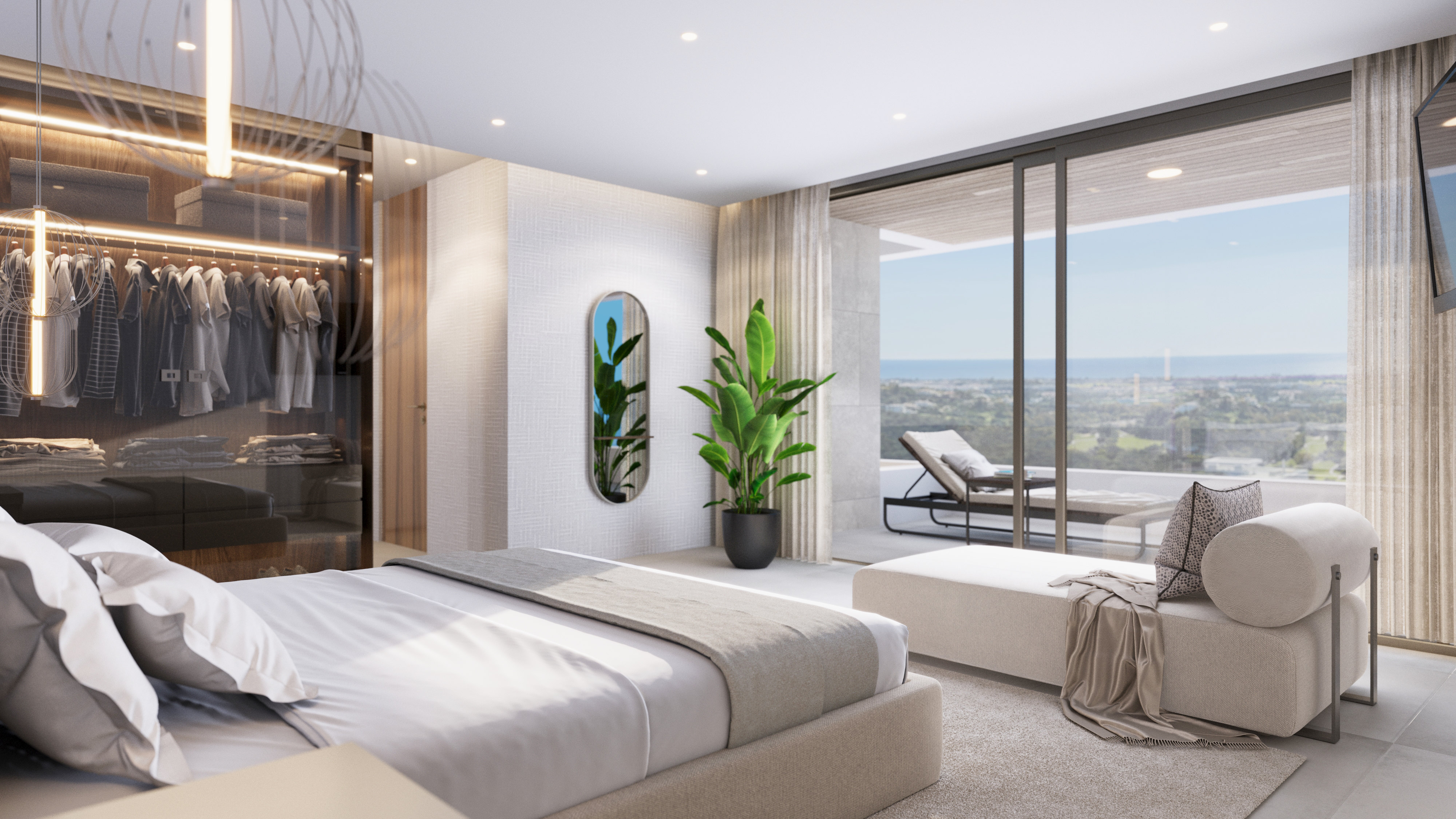 Villa Hope El Madroñal — bedroom with dressing room and views