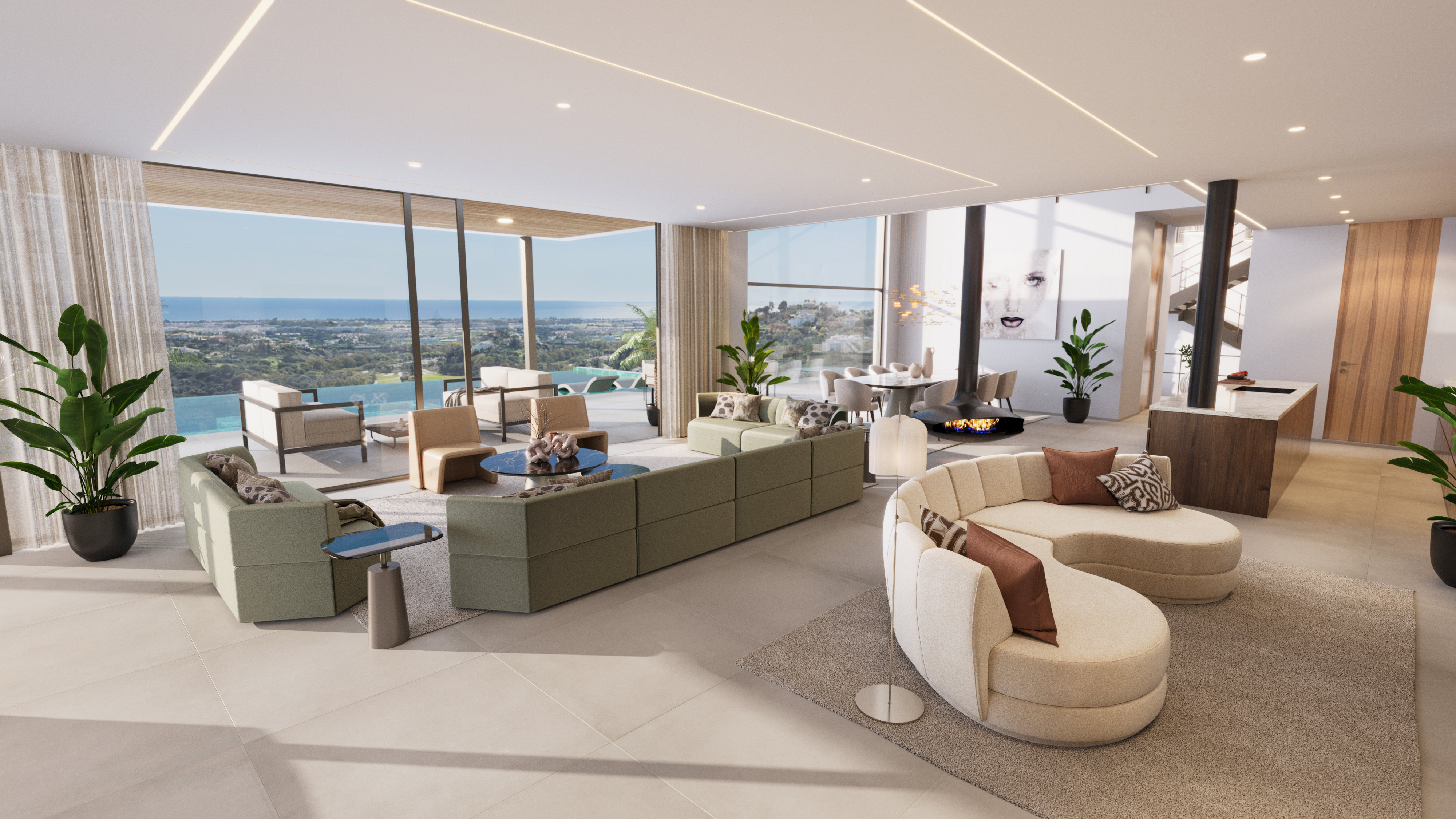 Villa Hope El Madroñal — living room, kitchen and views
