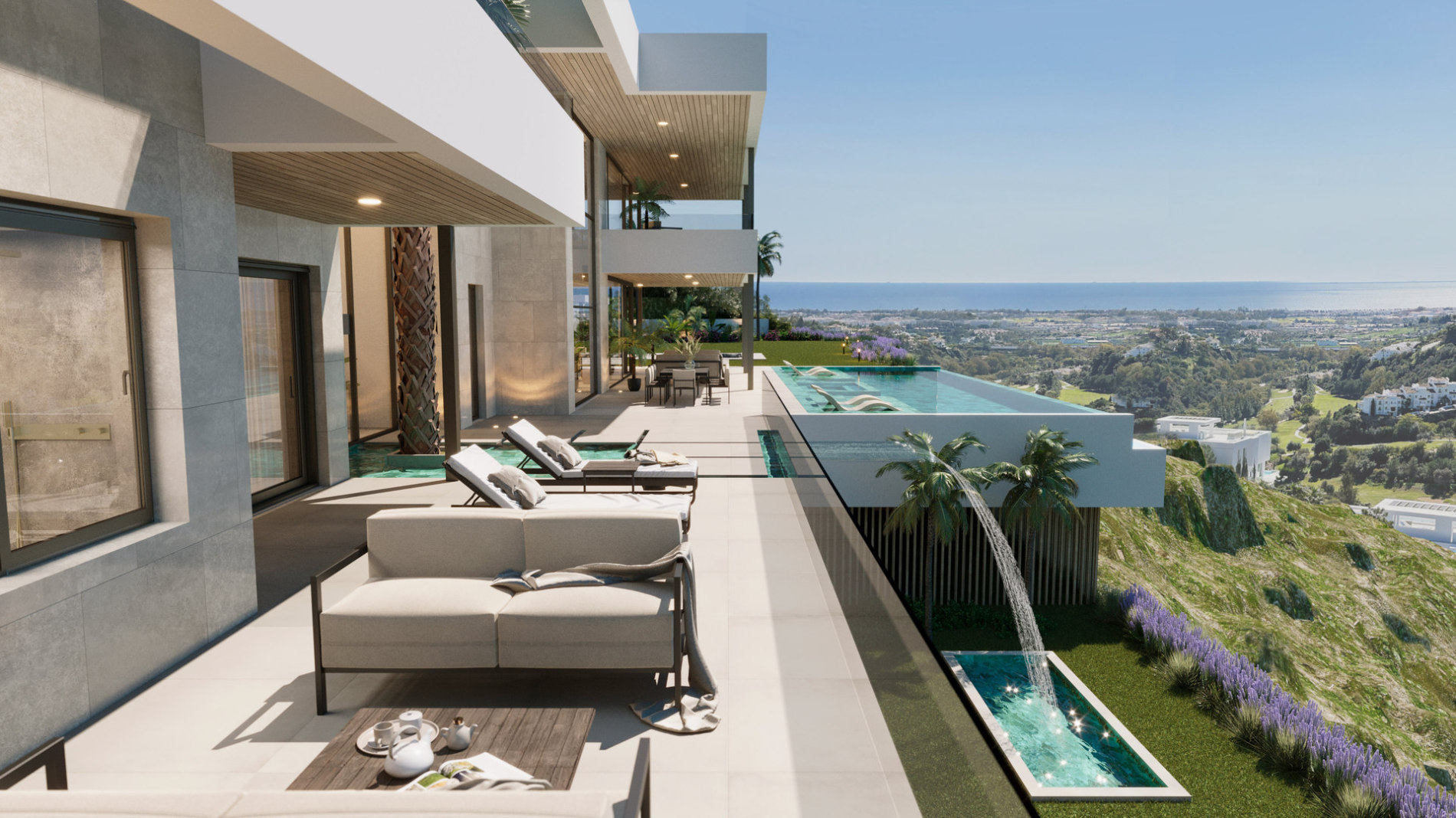Villa Hope El Madroñal — terrace with sun loungers and views